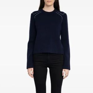 Zadig&Voltaire Malty Studs embellished-shoulder crew-neck sweater